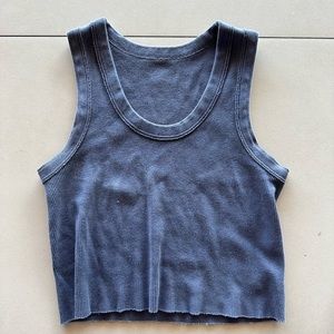 blue cropped tank top